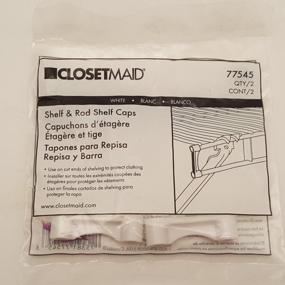 CLOSETMAID Shelf & Rod Shelf End Caps | Package of 2 | 77545 | 01-10078-00 | NEW - Picture 1 of 3